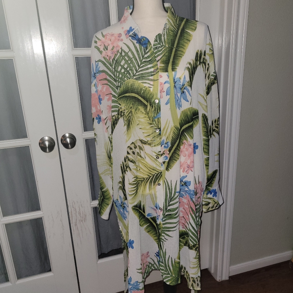 Umgee Sheer White Floral Print Dress